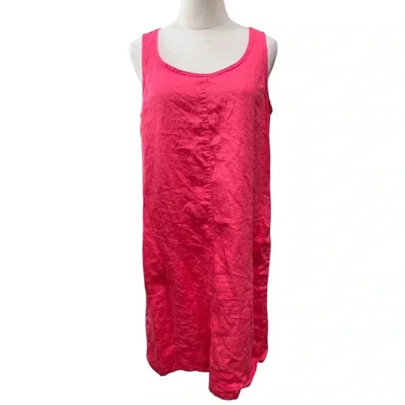 J.Jill Hot Pink 100% Linen Mini Dress Size M - Picture 1 of 5